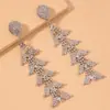 Brincos de Corrente Longa com Garras Exageradas Elegantes de Prata S925 com Strass para Mulheres Brincos com Franjas de Diamante Colorido Europeus e Americanos Brincos da Moda