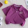 Camisa Polo Infantil 2026 Produto Novo de Verão para Meninos Gola Bordada Manga Curta Solta Top para Bebê Camisa Básica
