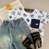Camiseta de Manga Corta de Verano 2026 Bugatang con Estampado Completo de Letras para Niños y Niñas, Camiseta Versátil para Bebés, Moderna