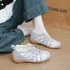 Zapatillas Blancas de Suela Gruesa para Mujer que Aumentan la Altura, Nuevos Zapatos Deportivos Casuales con Cordones y Puntera Redonda, Primavera/Verano 2026