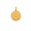 Ins Pingente Redondo Constelação Retro Banhado a Ouro 18K Doze Constelações Pingente de Colar de Aço Inoxidável Não Desbota