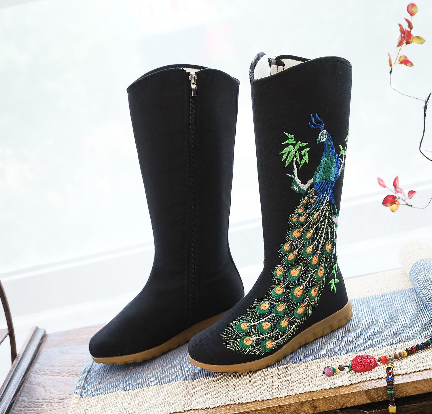 亮片孔雀高筒棉靴 (1)