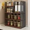 Prateleira de temperos de cozinha multicamadas para uso doméstico, cesta de armazenamento multifuncional para bancada para óleo, sal, molho e vinagre
