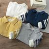 Polo para niño 2022 nuevo versión coreana para niños de otoño e invierno con forro polar cuello de sol cálido para niños camisa base tendencia