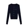 Jaqueta Cardigan Suéter Tricotado Estilo College para Mulheres, Primavera e Outono 2026 Novo Estilo Americano Padrão Torcido Estilo Coreano Top Curto de Manga Longa