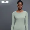 Nueva Camiseta Deportiva de Manga Larga Transpirable Ajustada para Mujer, Manga Larga, Cuello Redondo, Top para Correr y Fitness