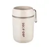 304 Aço Inox Copo Café da Manhã Copo Sopa com Tampa e Colher Copo de Aveia Portátil Copo de Leite Selado Copo de Leite de Soja Pote de Sopa
