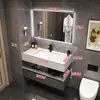 Lujo Ligero Simple Baño Piedra Sinterizada Blanca Pura Lavabo Bajo Encimera Mueble de Baño Tocador Lavabo Combinación Montada en Pared