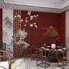 Papel Tapiz de Pared de Fondo Estilo Chino Nuevo 3D Hotel Restaurante Caja Decoración Papel Tapiz Revestimiento de Pared Estilo Antiguo Papel Tapiz Restaurante Hot Pot