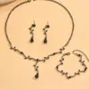 Conjunto de Colar, Brincos e Pulseira Amazon Transfronteiriço com Design de Folha, Estiloso e Único, Adequado para Trajes Formais, Banquetes e Festas