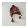 Gorros de Invierno y Otoño para Niños, Lindos, Estilo Coreano, con Bola de Pelo, Protección para Orejas, Gorros de Punto Versátiles para Niños y Niñas, Gorros a Prueba de Viento para Bebés, Protección para Orejas