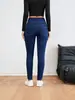 Comercio Electrónico Transfronterizo Europa y América Amazon Ropa de Mujer Terciopelo Plus Cintura Ancha Botones Levanta Glúteos Alta Elasticidad Mezclilla JEAN Skinny Pantalones de Mujer