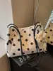 Bolso Grande Plegado Estilo Relajado para Mujer 2026 Nuevo Bolso Tote de Lona con Lunares Bolso de Hombro Cruzado de Gran Capacidad para Verano