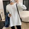 4535 # 2026 280g Camiseta de Manga Longa Derong Feminina para Primavera, Outono e Inverno Blusão com Forro de Fleece Comprimento Médio