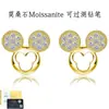 Pendientes de plata de ley S925 con moissanita transfronterizos, diseño de Mickey de dibujos animados, pendientes de lujo ligero, venta al por mayor de fábrica de joyería de plata europea y americana