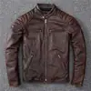 Nueva Chaqueta de Piel Genuina para Hombre, Precio Especial, Estilo Corto con Cuello Solapa, Textura de Piel de Vaca, Acolchada, Abrigo de Piel Tallas Grandes para Otoño e Invierno