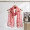 Bufanda Ligera de Seda Georgette 50*160 Nueva Bufanda Larga de Seda Estampada Bufanda de Gasa Protectora del Sol para Exteriores de Verano Bufanda Decorativa