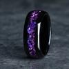 Anillo Negro Elegante Nuevo 2024 con Adornos Florales Morados y Acentos de Hielo Azul, Patrón Floral Negro Azul-Morado de 8 mm