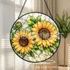 Colgante de Vidriera de Girasol Cruzado Coloreado Adorno de Vidrio para el Hogar Decoración de Ventana Atrapasoles para el Jardín