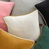 Funda de Almohada para Respaldo de Sofá Estilo Nórdico Hogar Almohada de Color Sólido Simple Moderna Sala de Estar Ribete de Pana de Gama Alta