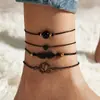 Estilo Étnico Retro Transfronterizo Europeo y Americano Hoja de Loto Amor Pulsera Tobillera Pintura en Spray Simple Versátil Uso en Capas Apiladas