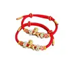 Ano do Cavalo Prata Pura 999 Ano Zodiacal Pulseira com Fio Vermelho Banhada a Ouro para Homens e Mulheres, Design Original Feito à Mão, Presente para Mulheres Atrair Riqueza