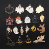 Juego de 19 Escobas Fantasma con Goteo de Aceite, Murciélagos y Sombreros de Mago Temáticos de Halloween, Dijes Creativos para Pulseras y Collares DIY
