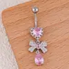 Novo Argola de Umbigo Rosa Amor Aço Inoxidável Transfronteiriça Botão de Umbigo Borboleta Joia para Piercing de Umbigo