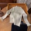 Ropa infantil coreana, otoño 2024, suéter de punto de manga larga estilo occidental para niñas, camisa básica combinable para niños