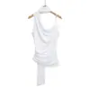 Top de Tirantes Halter Asimétrico con Cintura Fruncida para Mujer, Estilo Verano 2025, Elegante y con Estilo