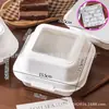 Caixa de almoço com janela, suflê de tiramisu, caixa de sobremesa de mousse fatiada, caixa para bolo de 4 polegadas em material PP, caixa para doces