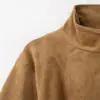 Jaqueta de outono feminina nova moda europeia e americana com cinto efeito textura aveludada gola alta manga longa
