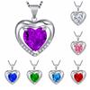 Colgante de corazón eterno Yihua con diamantes de colores en forma de corazón, chapado en platino, para mujer, collar de amor de cristal azul, cadena para clavícula.