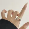 Anillo de Corazón con Lazo Lindo Estilo Francés Femenino, Dulce, Moderno, Sencillo, Anillo de Dedo Índice de Nicho Que No Se Desvanecerá
