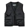 Nuevo chaleco exterior transfronterizo para hombre, multibolsillos, corte holgado, adecuado para personas jóvenes y de mediana edad, chaqueta casual de trabajo con cuello en V y corte diagonal