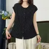 Verano 2026 Nuevo Chaleco de Algodón Holgado Camisa de Manga Corta Ropa Exterior Cardigan de Lunares que Reduce la Edad Moda Transfronteriza para Mujer