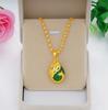 Collar Pulsera para Mujer Oro Aluvial Juego de Dos Piezas Pavo Real Cristal Ojo de Gato Colgante Joyería Oro Imitación Joyería Chapada en Oro