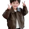 Chaqueta de cuero genial y elegante para niños, nueva colección primavera/otoño 2026, chaqueta de cuero de primavera para niños, moderna, genial, ropa de otoño para niños pequeños