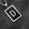 Colar Pingente Quadrado Preto com Gota de Óleo de 26 Letras Transfronteiriço Amazon Mais Vendido Pingente Distintivo de Liga Corrente de Suéter