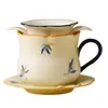 Taza de Té Orquídea Mariposa Blanca de Mineral de Roca Cerámica Taza con Separación de Té y Agua Taza Individual Taza Personal para Beber