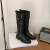 Botas Longas de Couro Genuíno com Solado Grosso Acima do Joelho para Mulheres 2026 Outono e Inverno Novas Botas Western de Salto Grosso Retrô Botas de Equitação