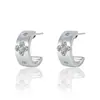 Pendientes de Aro de Plata S925 para Mujer con Moissanita de Trébol de Cuatro Hojas Incrustado de Piedras Suministro Directo de Fábrica Joyería de Lujo Ligero para el Día a Día