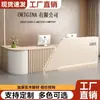 Mostrador de recepción de empresa de estilo chino nuevo, mostrador de recepción, caja registradora, mostrador de vestíbulo, escritorio de oficina pequeño, moderno y sencillo para tienda