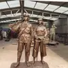 Escultura de Fibra de Vidrio de un Soldado del Ejército Rojo de Aspecto Cobrizo, Escultura Temática de Cultura Roja para Salón Conmemorativo Exterior, Plaza y Paisaje de Jardín