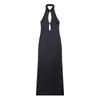 Comercio Exterior Transfronterizo 2026 Nuevo Verano Estilo Europeo y Americano Cuello Halter Tirantes de Satén de Seda Vestido Largo 7840332