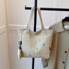 Bolsa de Lona para Mujer Otoño e Invierno Nueva Moda Versátil Bolsa Tote Bordada con Letras Gran Capacidad Textura Bolso de Hombro para Mujer