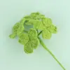 Ramas de Flores de Trébol Tejidas a Mano Transfronterizas, Flores y Hojas Artificiales de Hilo Terminadas, Accesorios para Arreglos Florales de Decoración del Hogar