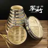 Cozinha a Vapor de Bambu Zhongfa com Ripas de Bambu com Borda de Aço para Uso Doméstico, Adequada para Cozinhar no Vapor Pães e Arroz, com Cesta de Cozimento a Vapor com Borda de Aço Inoxidável
