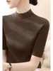 Elegante y sofisticada camisa básica para mujer estilo vintage, nuevo modelo de principios de otoño, con cuello semi-alto y diseño ajustado, A7691