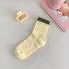 Calcetines del Mismo Estilo de Xiaohongshu para Mujer en Otoño Algodón Puro Transpirables Finos Calados de Media Pantorrilla Dulces de Caramelo de Malla Calcetines JK para Mujer